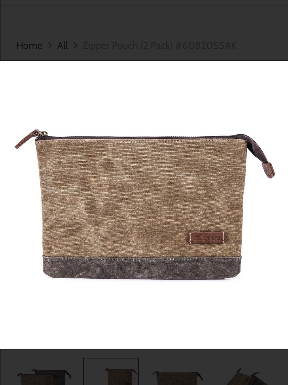 Gootium Zipper Pouch Travel Pouch - Brown NWT